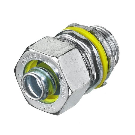 HUBBELL WIRING DEVICE-KELLEMS Kellems Wire Management, Liquidtight System, Straight Male Liquid Tight Connector, 3/8", Steel, Non-Insulated H038